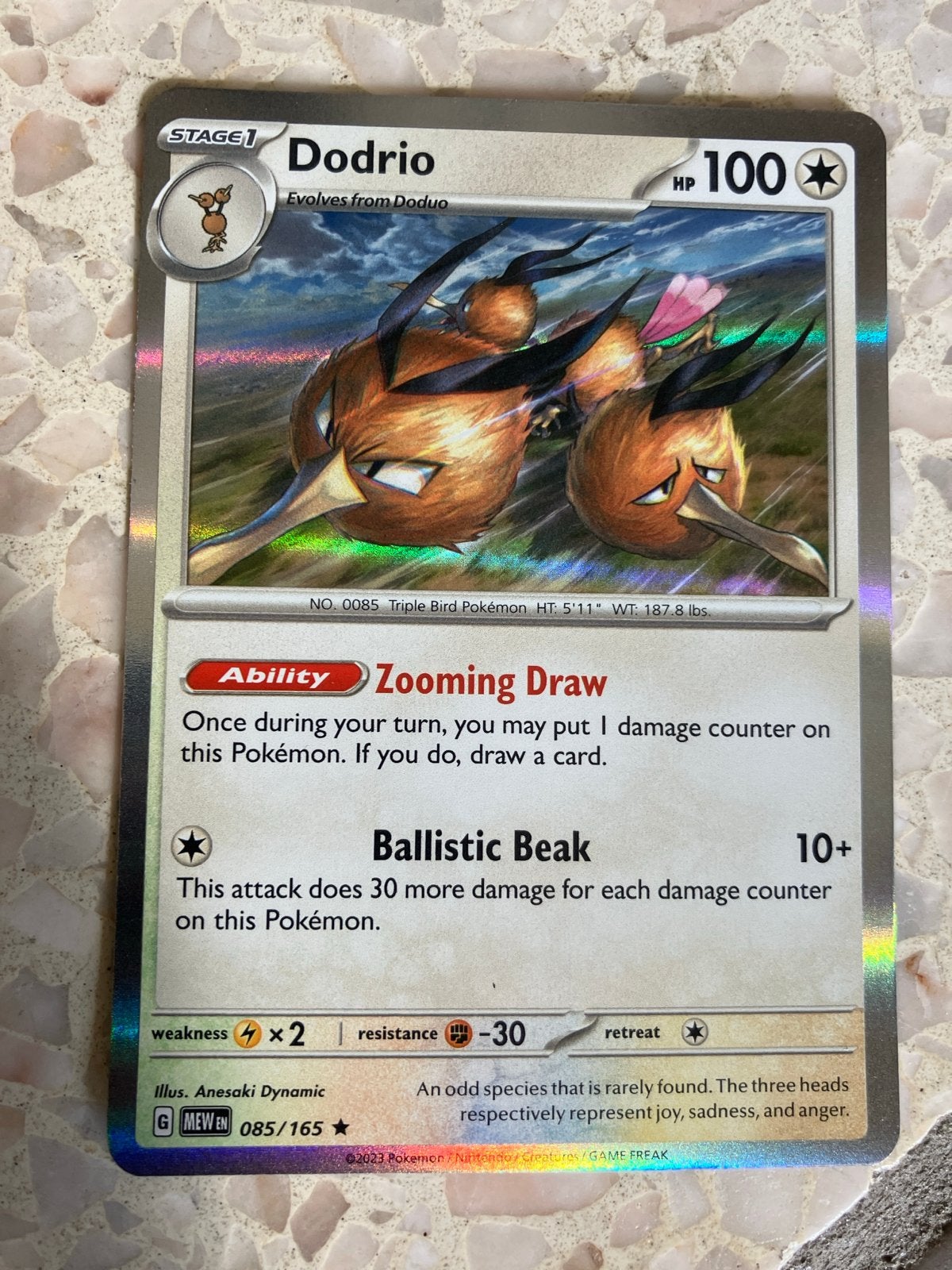 Dodrio Pokémon Kaart 085/165 Holo, Ophalen of Verzenden, Zo goed als nieuw, Losse kaart, Foil