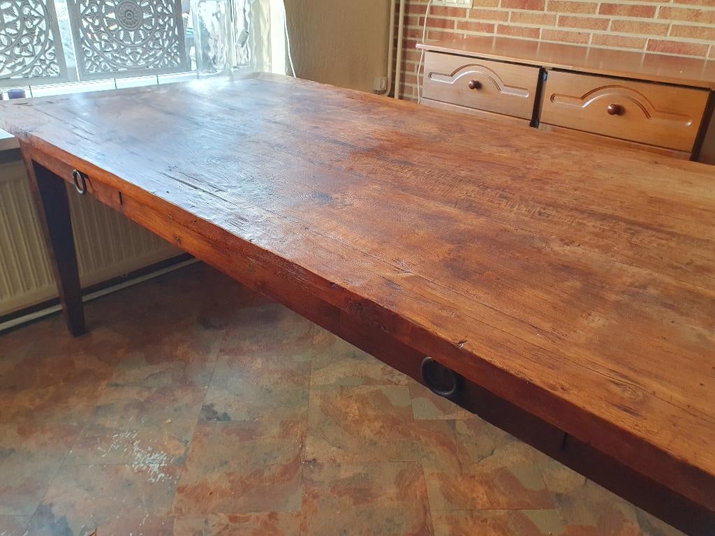 Grote bruine eetafel, Huis en Inrichting, Tafels | Eettafels, Ophalen, Gebruikt, Klassiek, Eikenhout