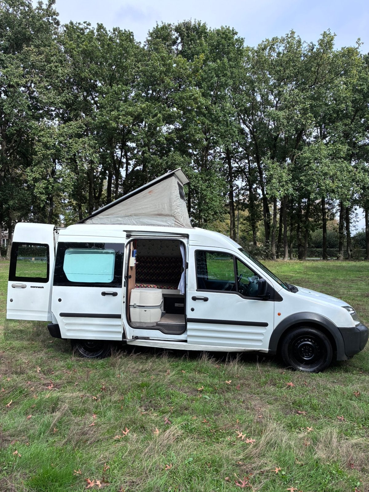 Ford transit connect 1.8TD 2007 mini camper 1e EIG hefdak, Chemisch toilet, Ford, Tot en met 2, Particulier