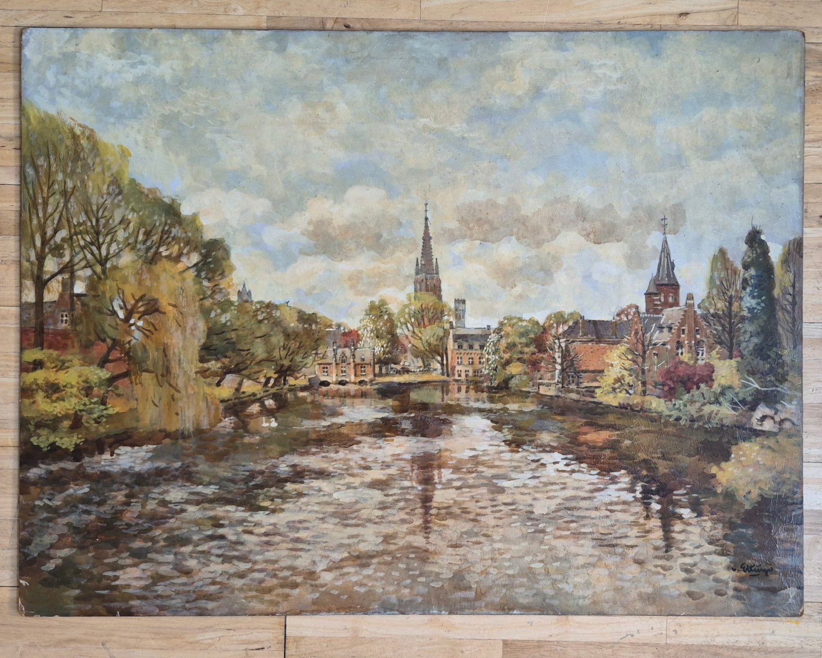 Schilderij BC van Ettinger, Brugge, Ophalen of Verzenden