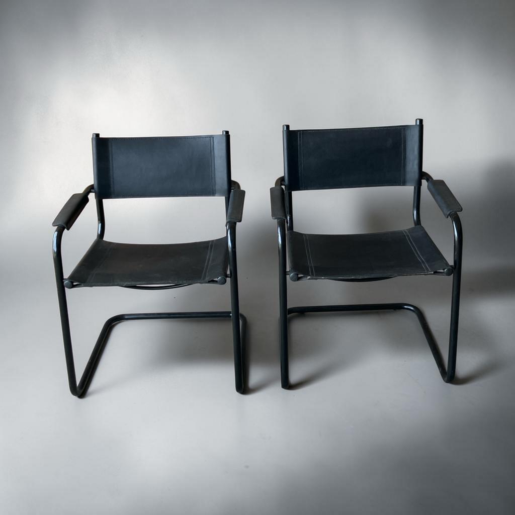 Set van 2 Marcel Breuer B34 Cantilever ,tuigleer fauteuils, Antiek en Kunst, Ophalen