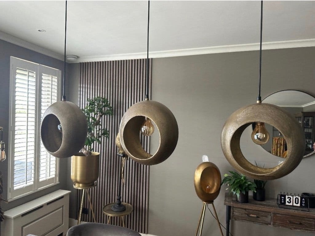 Hanglamp goud, Huis en Inrichting, Zo goed als nieuw, Metaal, Industrieel, E27 (groot)