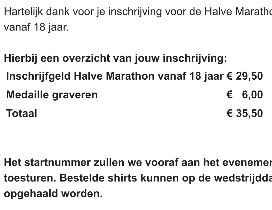 Startbewijs Gouda Halve Marathon te koop!, Eén persoon, November