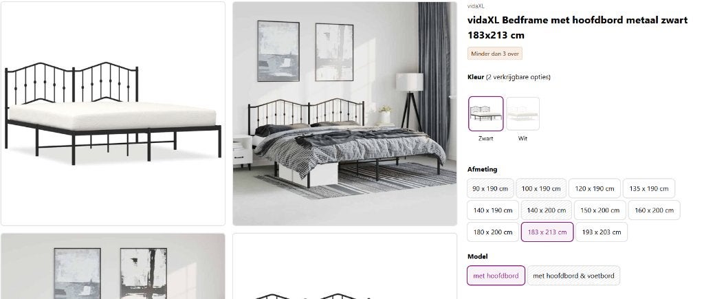 Bedframe metaal 180x210, Ophalen, 180 cm, Metaal, 210 cm