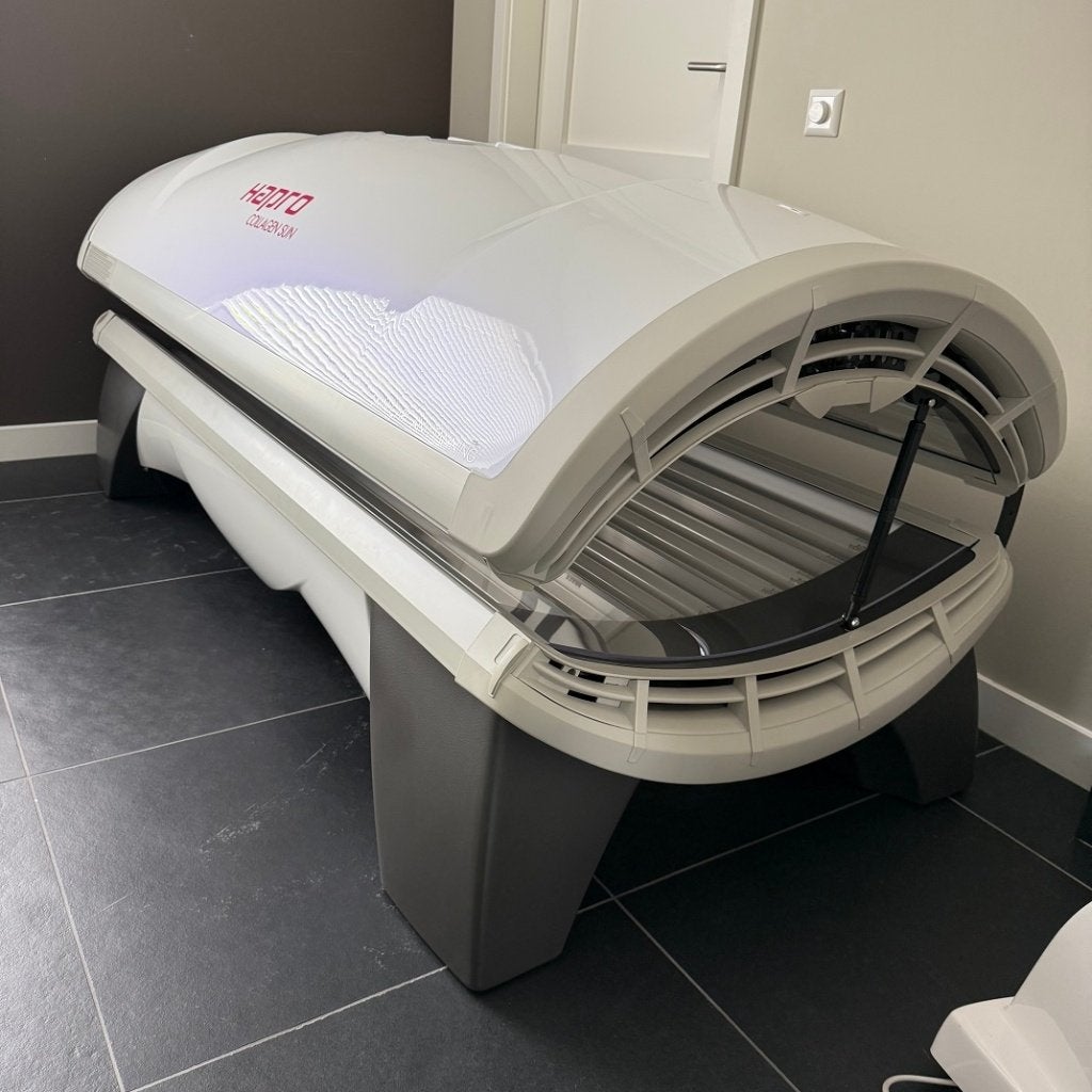Hapro Collagen Sun 26/5 Pearl White + 1 jaar Garantie, Witgoed en Apparatuur, Ophalen of Verzenden, Zo goed als nieuw, Zonnebank enkelzijdig