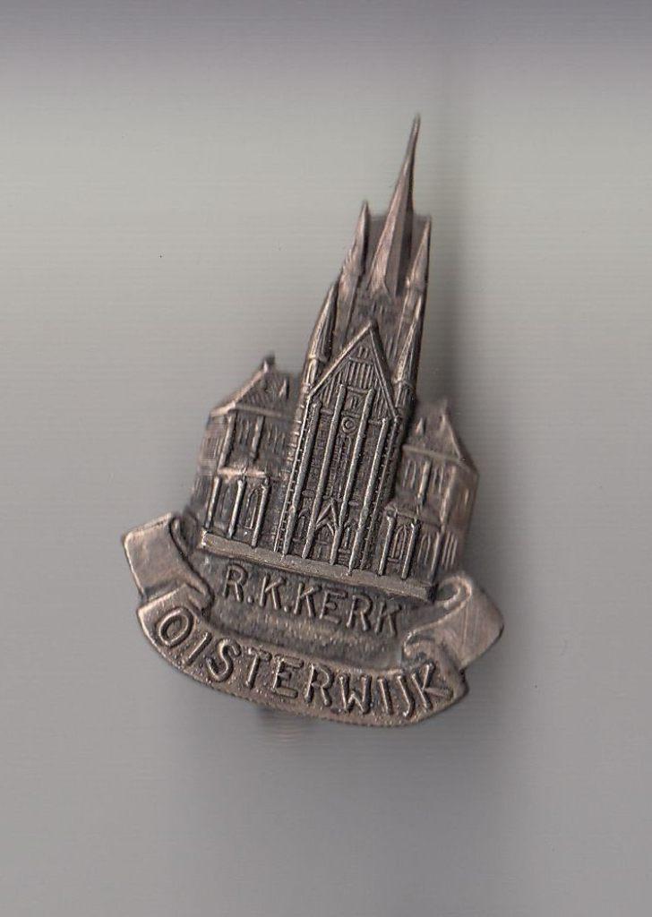 Oisterwijk RK Kerk broche, Verzamelen, Speldjes, Pins en Buttons, Gebruikt, Niet vindbaar, Niet vindbaar, Speldje of Pin