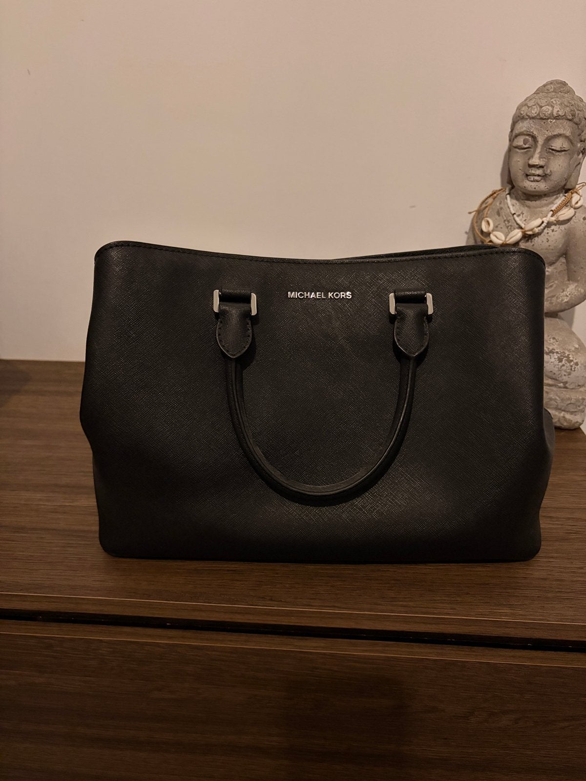 Michael Kors saffiano leather bag, Ophalen, Zo goed als nieuw, Zwart, Schoudertasje