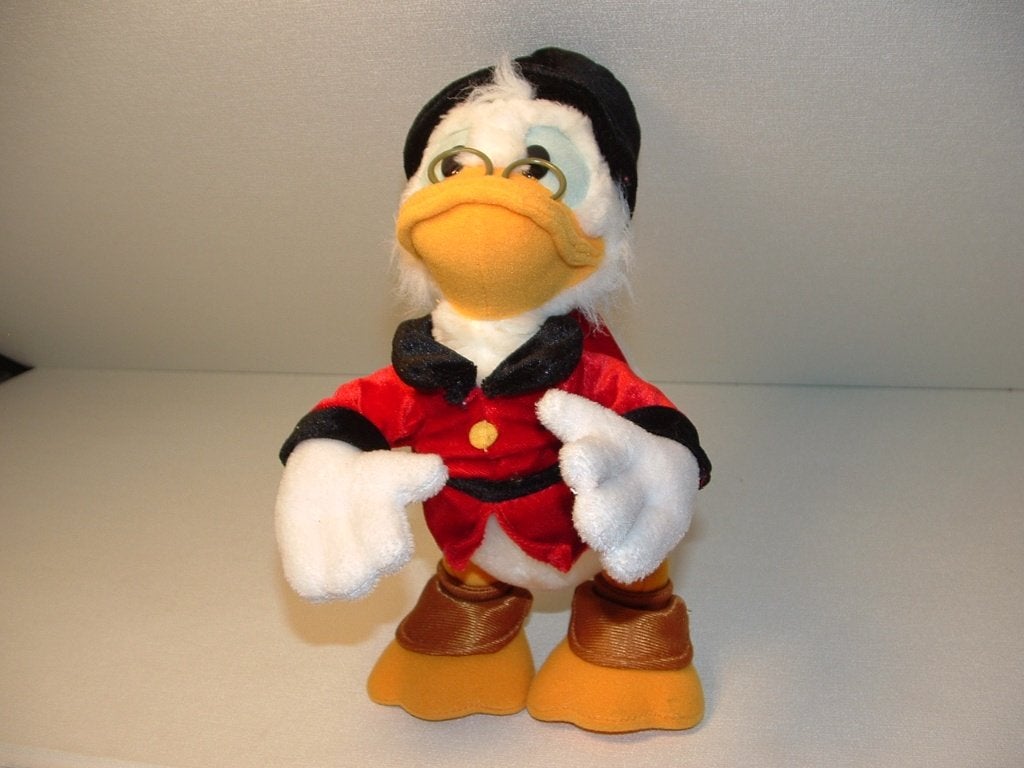 DISNEY DAGOBERT DUCK EEND PLUCHE WIT MET ROOD/ZWAR, Verzenden, Nieuw, Overige typen