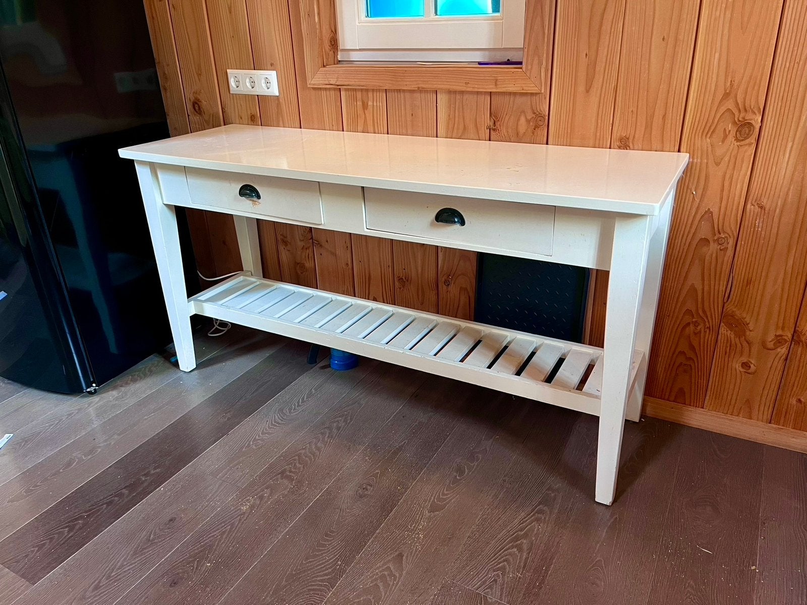 Grene Landelijke witte sidetable van 156x50cm en 80,5cm hoog, Huis en Inrichting, Tafels | Sidetables, Ophalen, Zo goed als nieuw