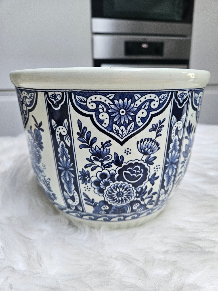 Vintage bloempot Royal Sphinx by Boch - Delfts Blauw, Gebruikt, Rond, Binnen, Ophalen of Verzenden