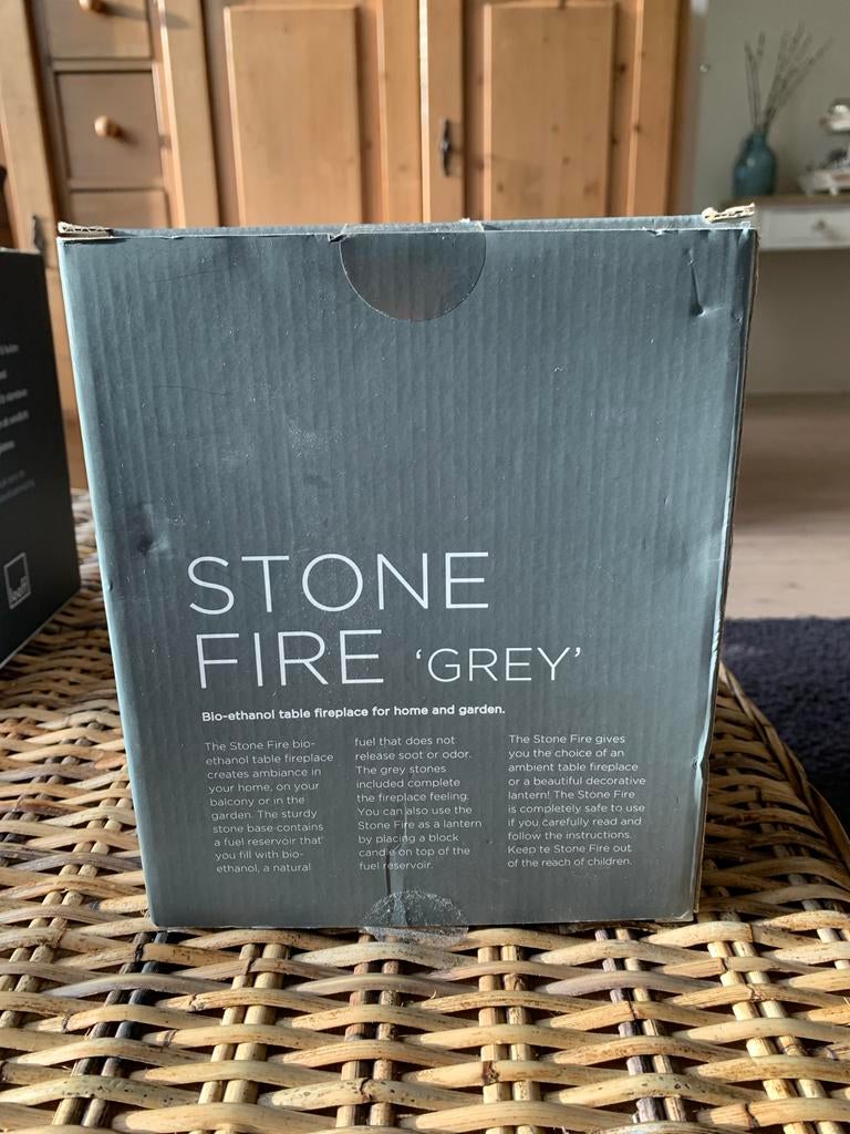 Leeff Stone Fire 'Grey' Bio-ethanol Tafelhaard, Nieuw, Ophalen of Verzenden, Modern, Glas