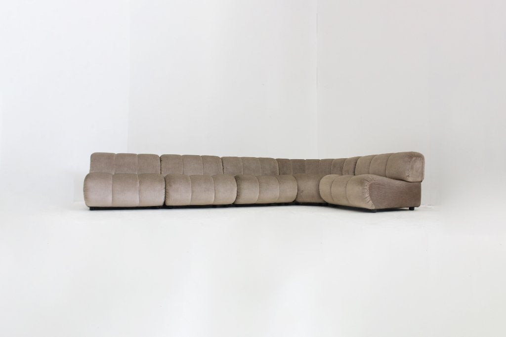 Vintage Italiaanse Modulaire bank Giuseppe Munari, Vintage design, Hoekbank, 300 cm of meer, Ophalen of Verzenden