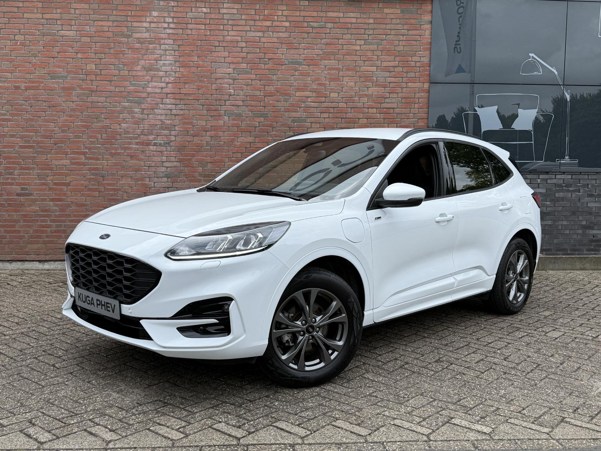 Ford Kuga 2.5 PHEV ST-Line-navi-winterpack-Frozen White, Auto's, Gebruikt, 4 cilinders, Wit, Plug-in hybride