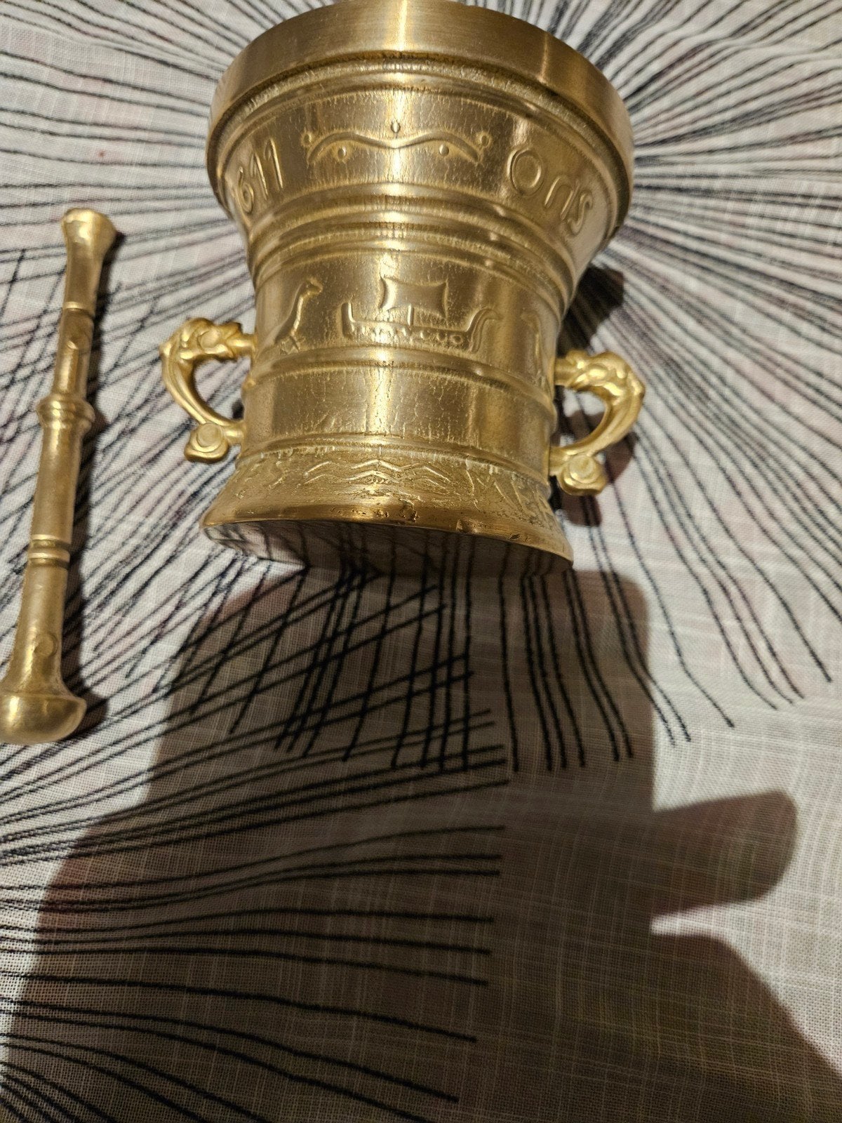 Antieke Bronzen Vijzel met Stamper - Gedetailleerd, Antiek en Kunst, Ophalen