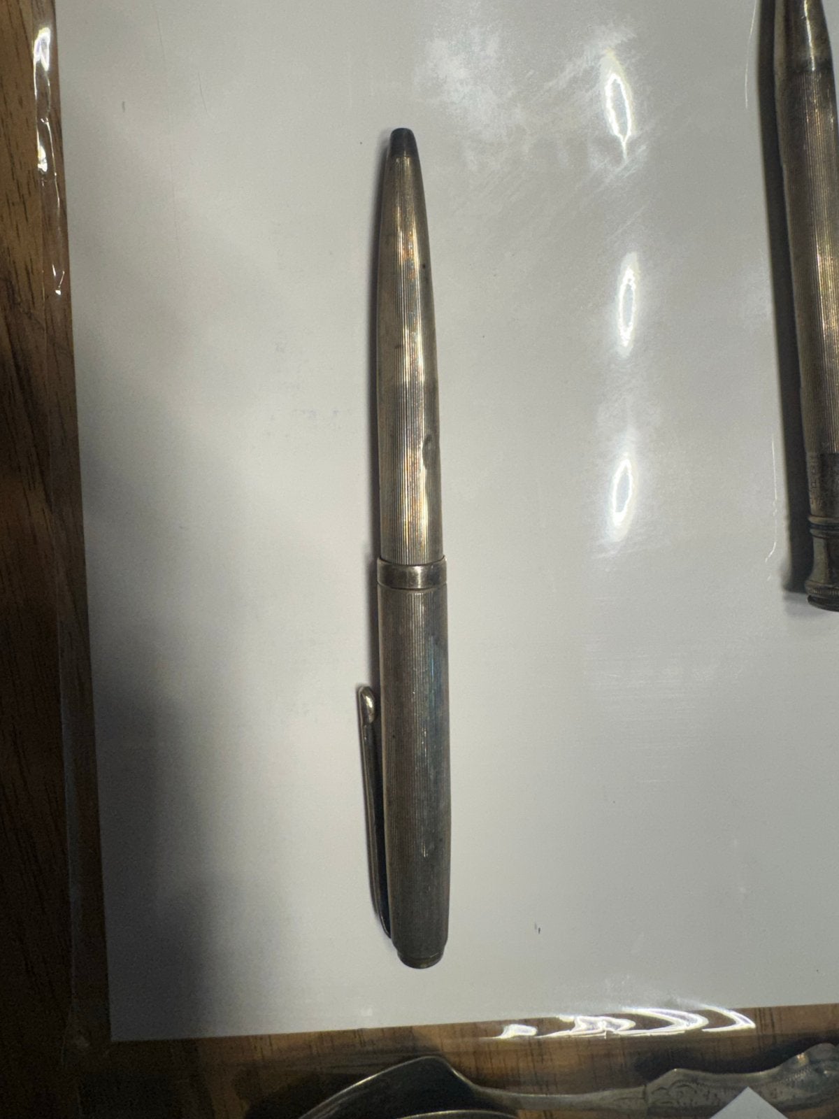 Vintage zilverkleurige pen, Verzamelen, Ophalen of Verzenden, Gebruikt, Overige typen, Overige merken