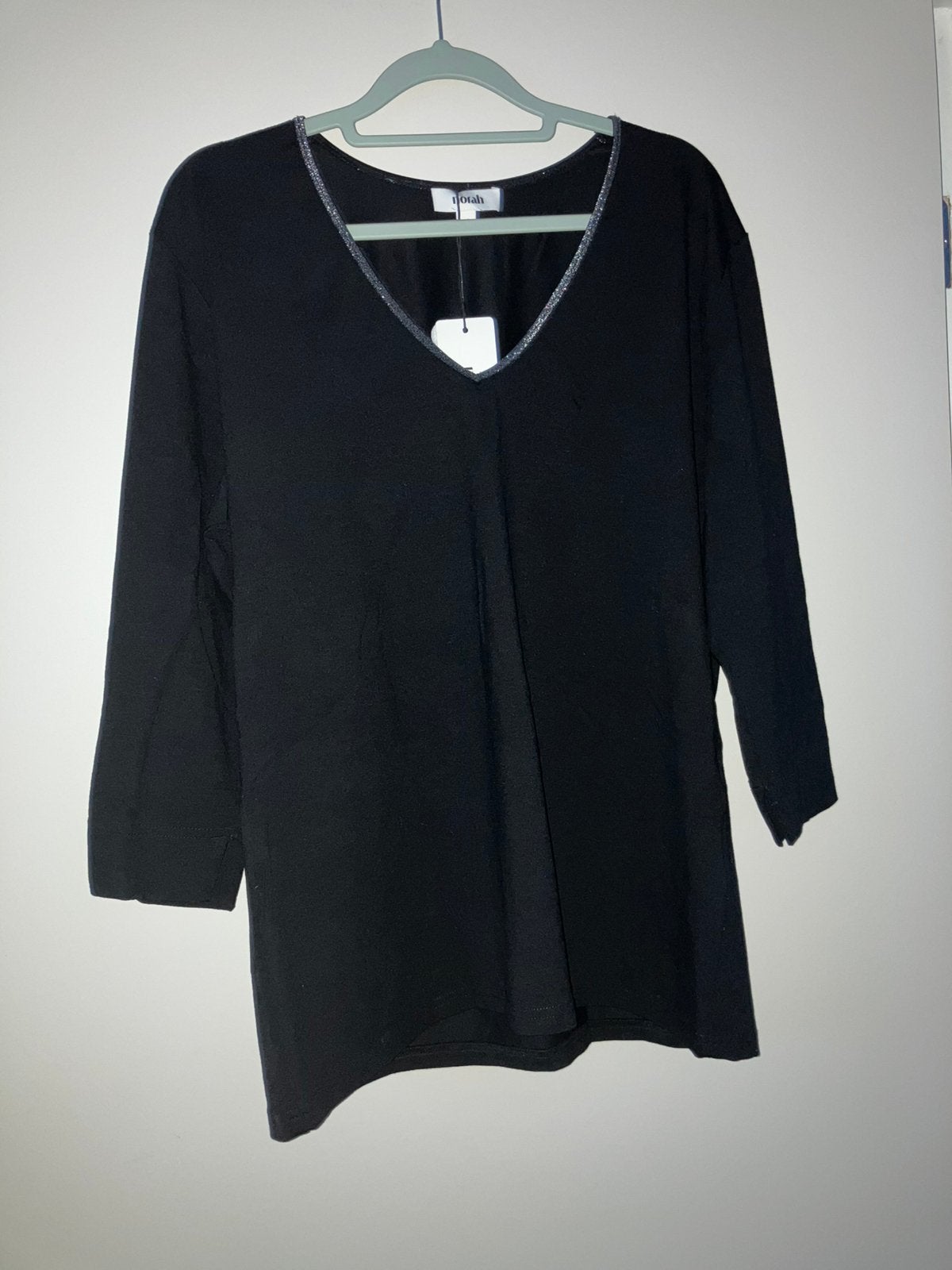 Zwart shirt top gliiters v-hals/Norah-42, Zwart, Maat 42/44 (L), Nieuw, Ophalen of Verzenden