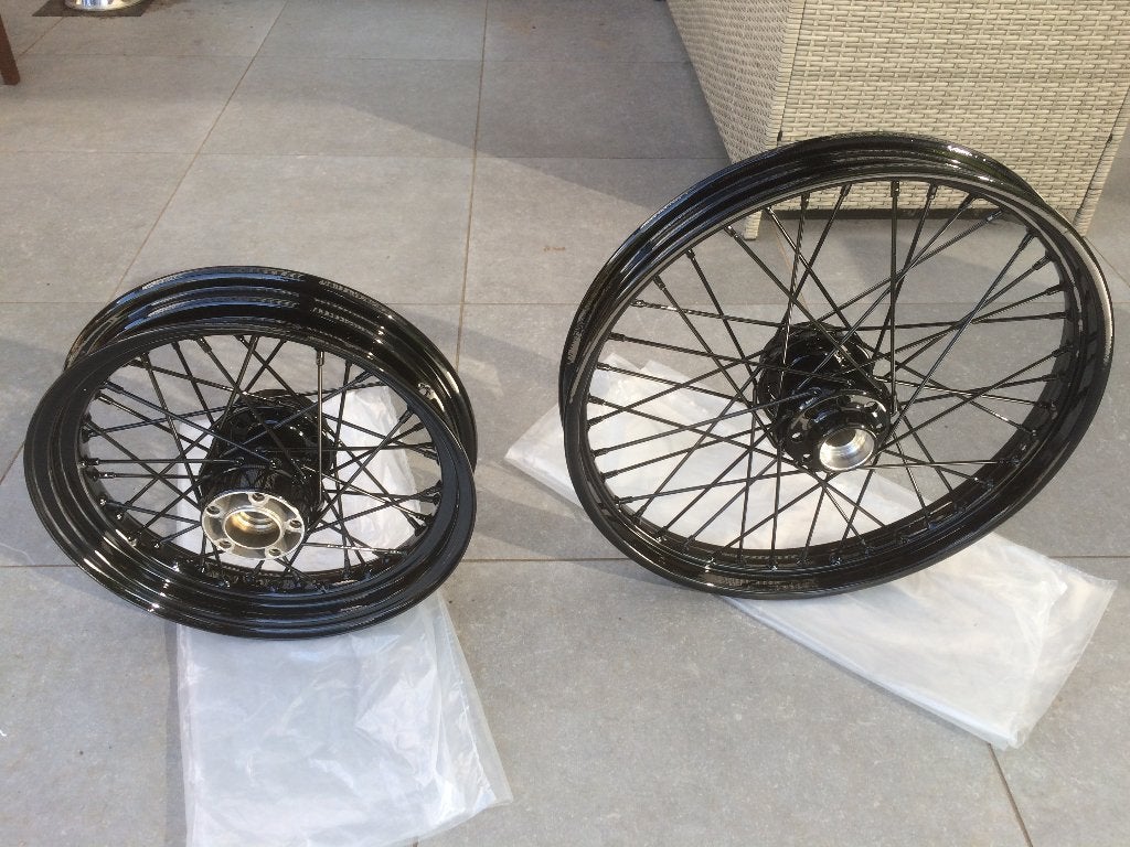 Harley velgen voor Twincam, 19mm of 25mm wielas, zwart, Motoren, Ophalen