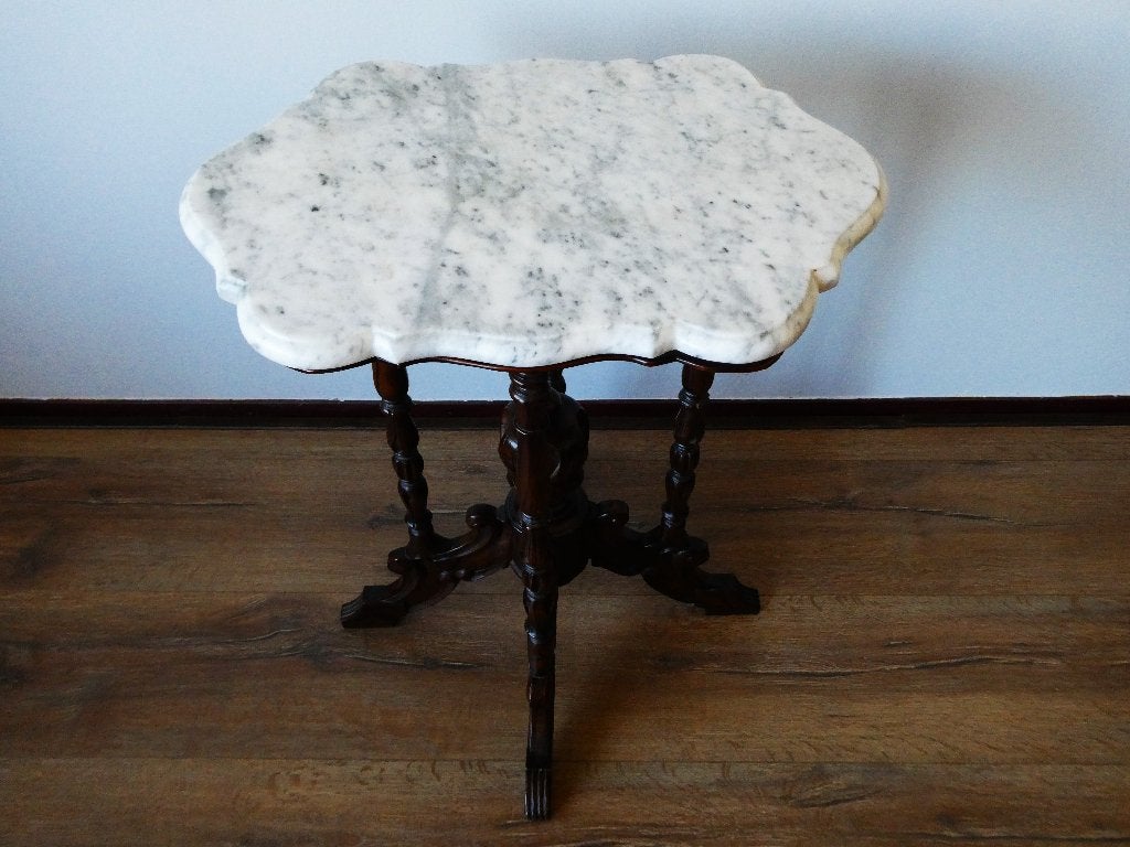 Antiek Victoriaanse Turtle-Top bijzettafel tafel marmer 1870, Ophalen