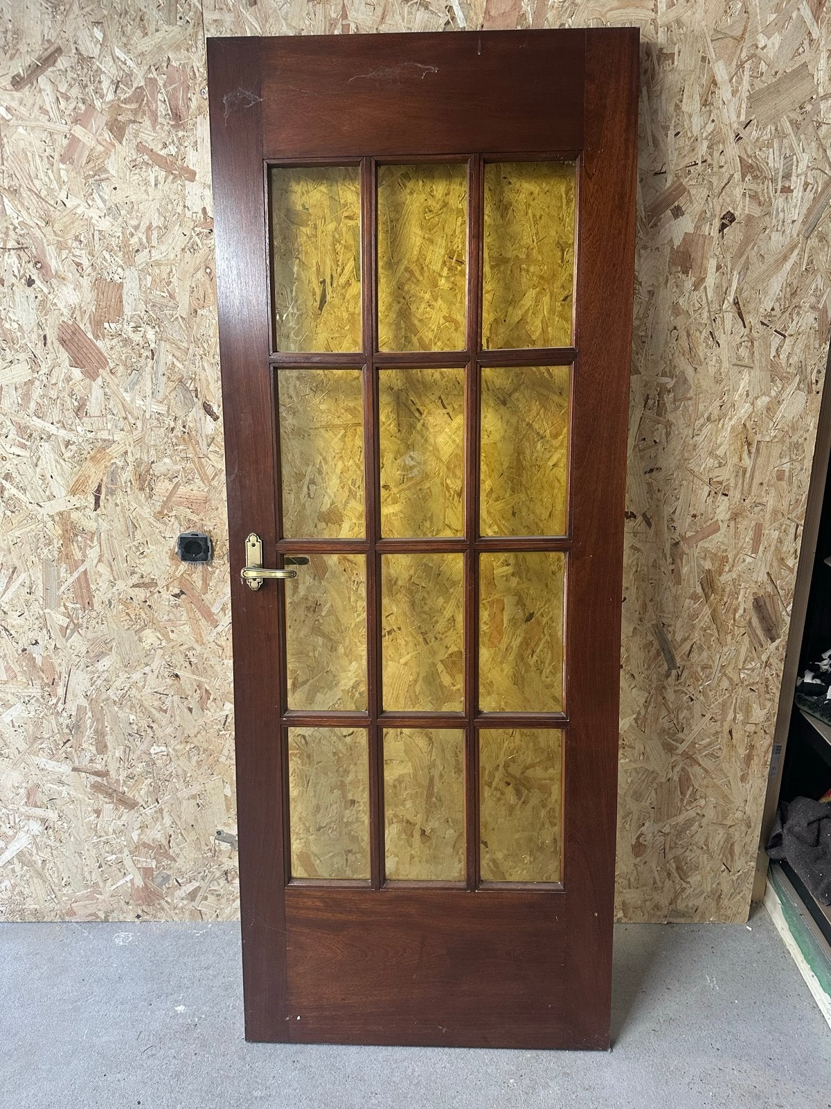 Hardhouten deur met glas - 77,5 x 198,5 cm, Ophalen, Gebruikt, Minder dan 80 cm, Binnendeur