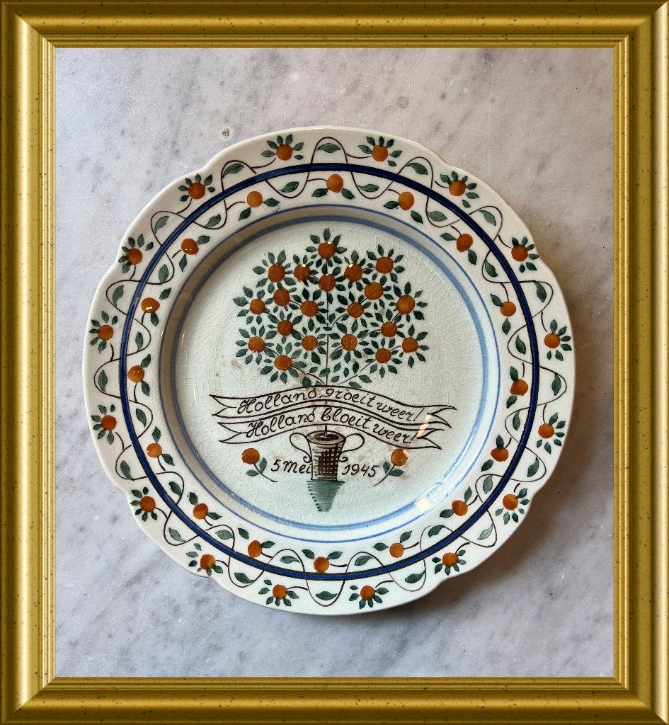 Handgeschilderd platelen bevrijdingsbord Plazuid Gouda, 1945, Antiek en Kunst, Ophalen