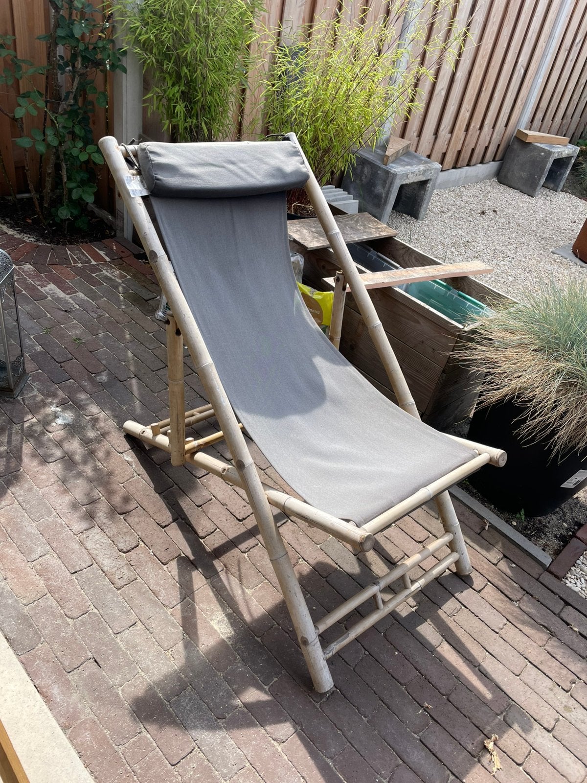 2 bamboe ligstoeltjes, Ophalen, Gebruikt, Overige materialen, Inklapbaar