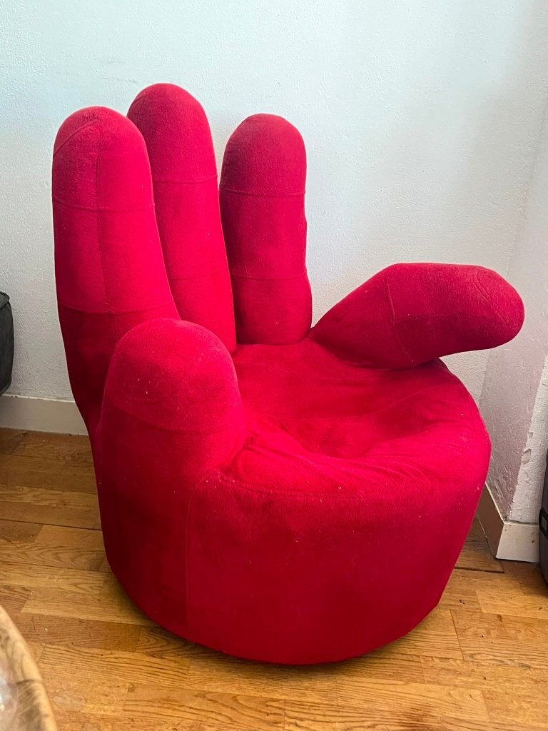Rode handstoel, Ophalen, Gebruikt, Vintage, Stof