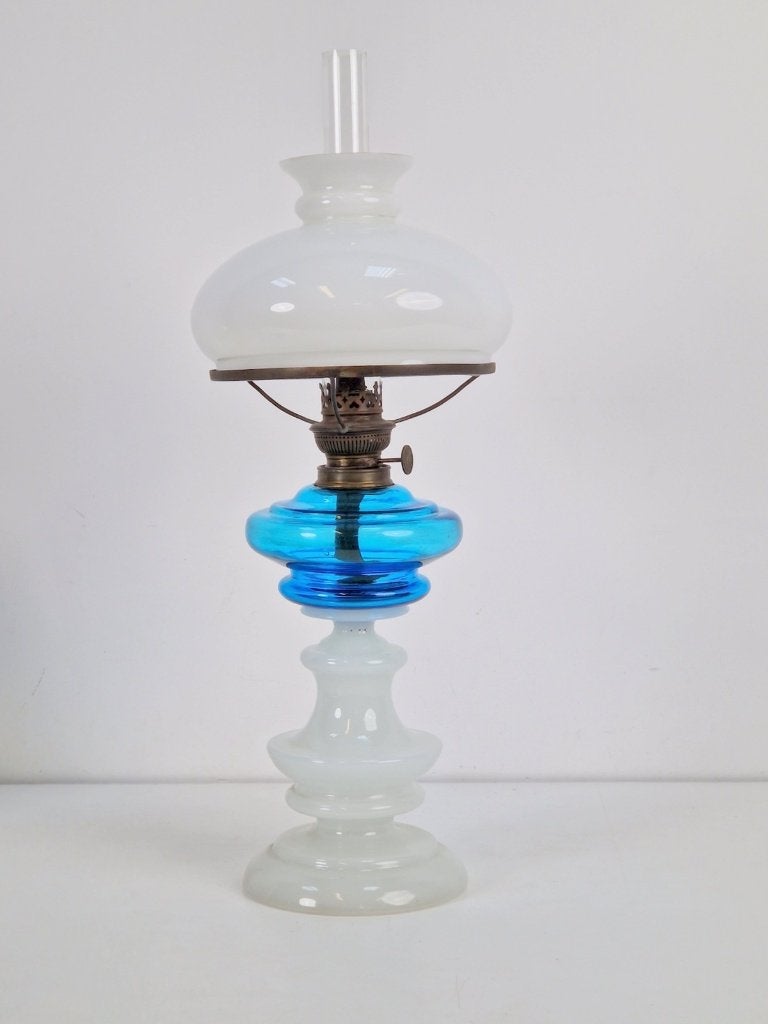 Vintage kosmos brenner olielamp glas koper design 20e 1930, Ophalen of Verzenden