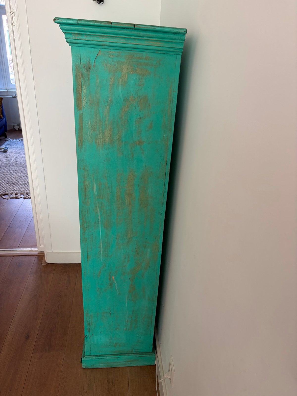 Unieke turquoise kast met deuren en planken, Ophalen, Gebruikt, 50 tot 100 cm, 150 tot 200 cm