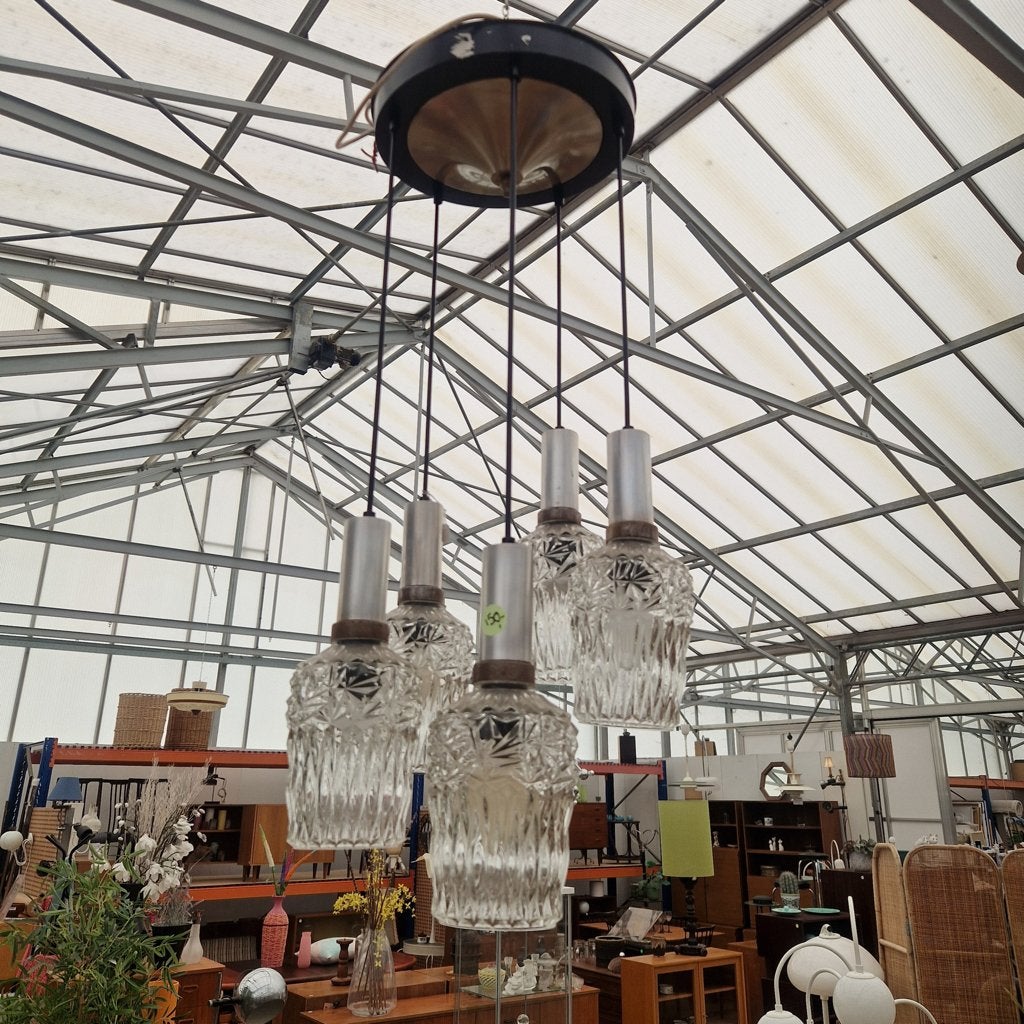 Vintage hanglampen met glazen kapjes, Ophalen, ., ., .