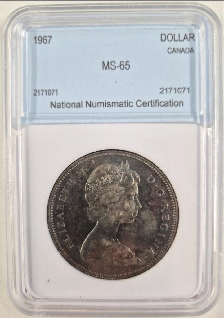 Zilveren Canada Dollar 1967 – Centennial "Goose" MS-65, Postzegels en Munten, Munten | Amerika, Ophalen of Verzenden, Noord-Amerika