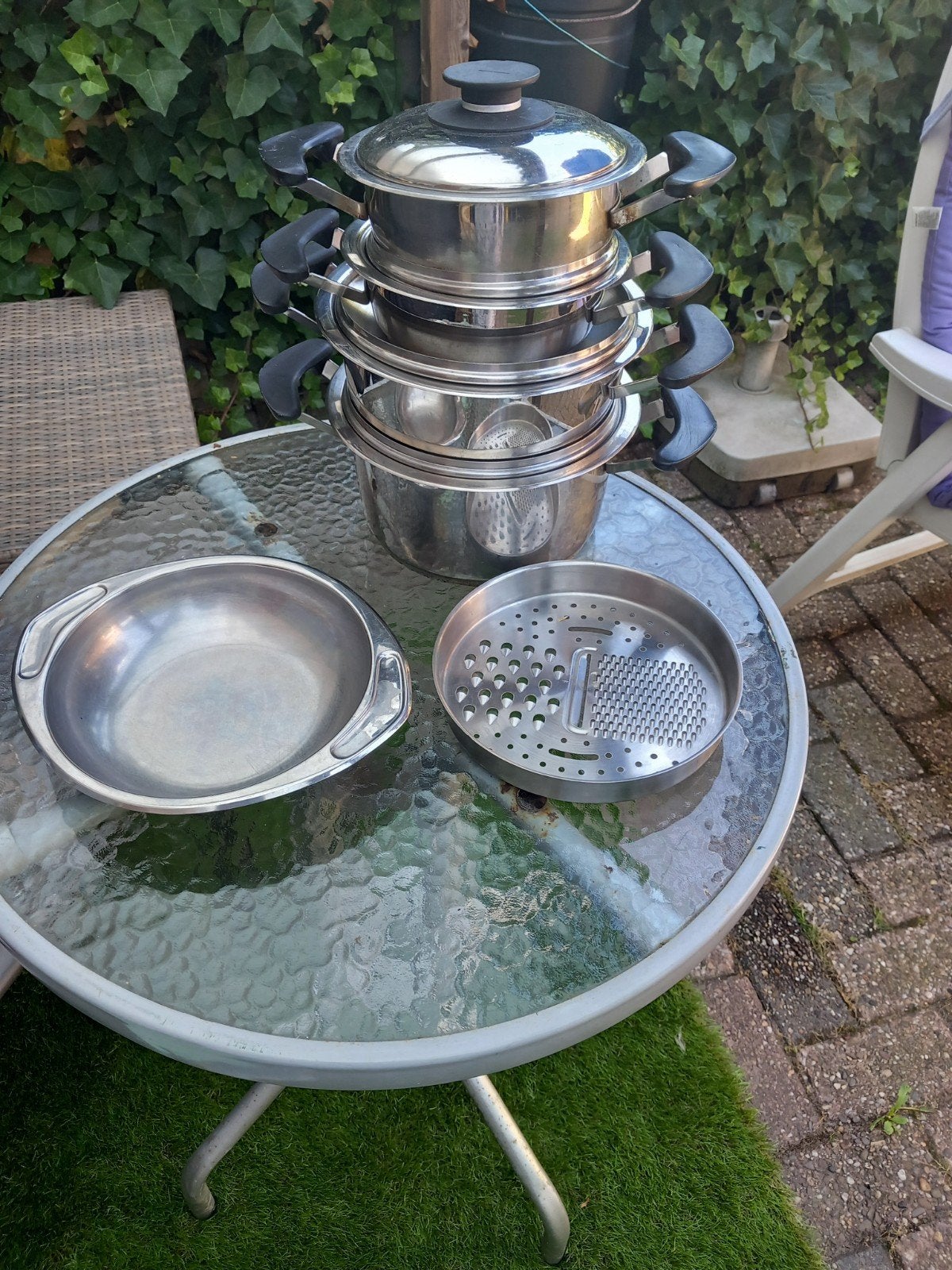 AM C  Roestvrijstalen pannenset met stoomfunctie, Ophalen, Gebruikt, Pannenset, Rvs