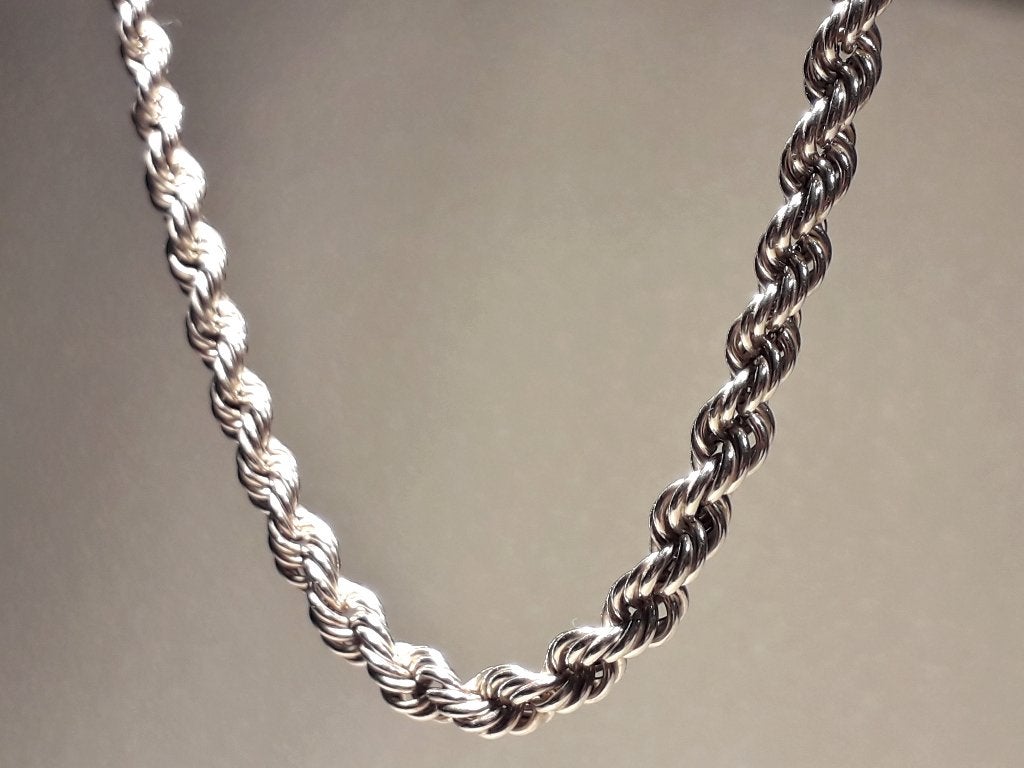 Antiek Vintage Zilveren Collier Rope Chain Ketting., Verzenden, Zilver, Ketting