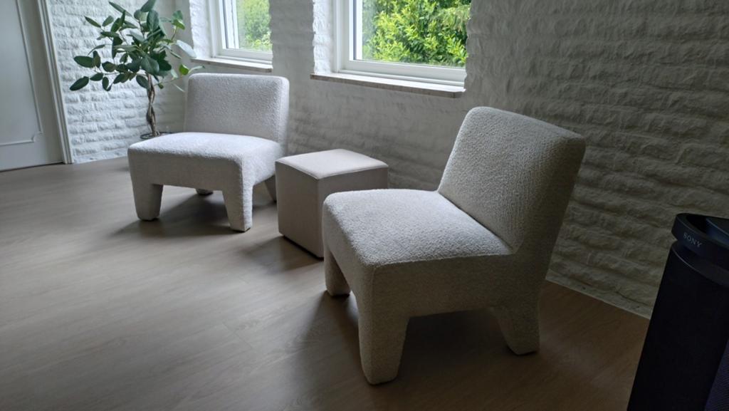 Hippe witte fauteuil Leeds, Overige materialen, Twee, Wit, Nieuw