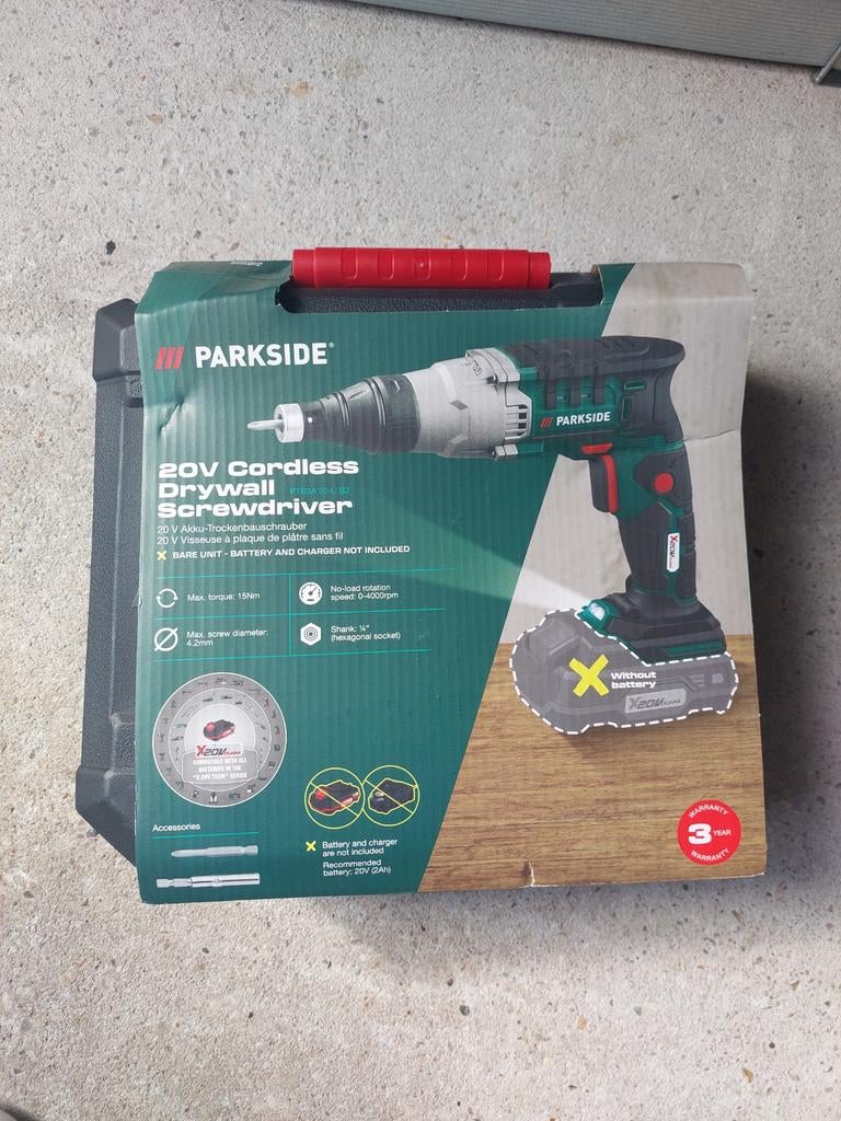 Parkside 20V Accu Gipsplaatschroevendraaier, Ophalen