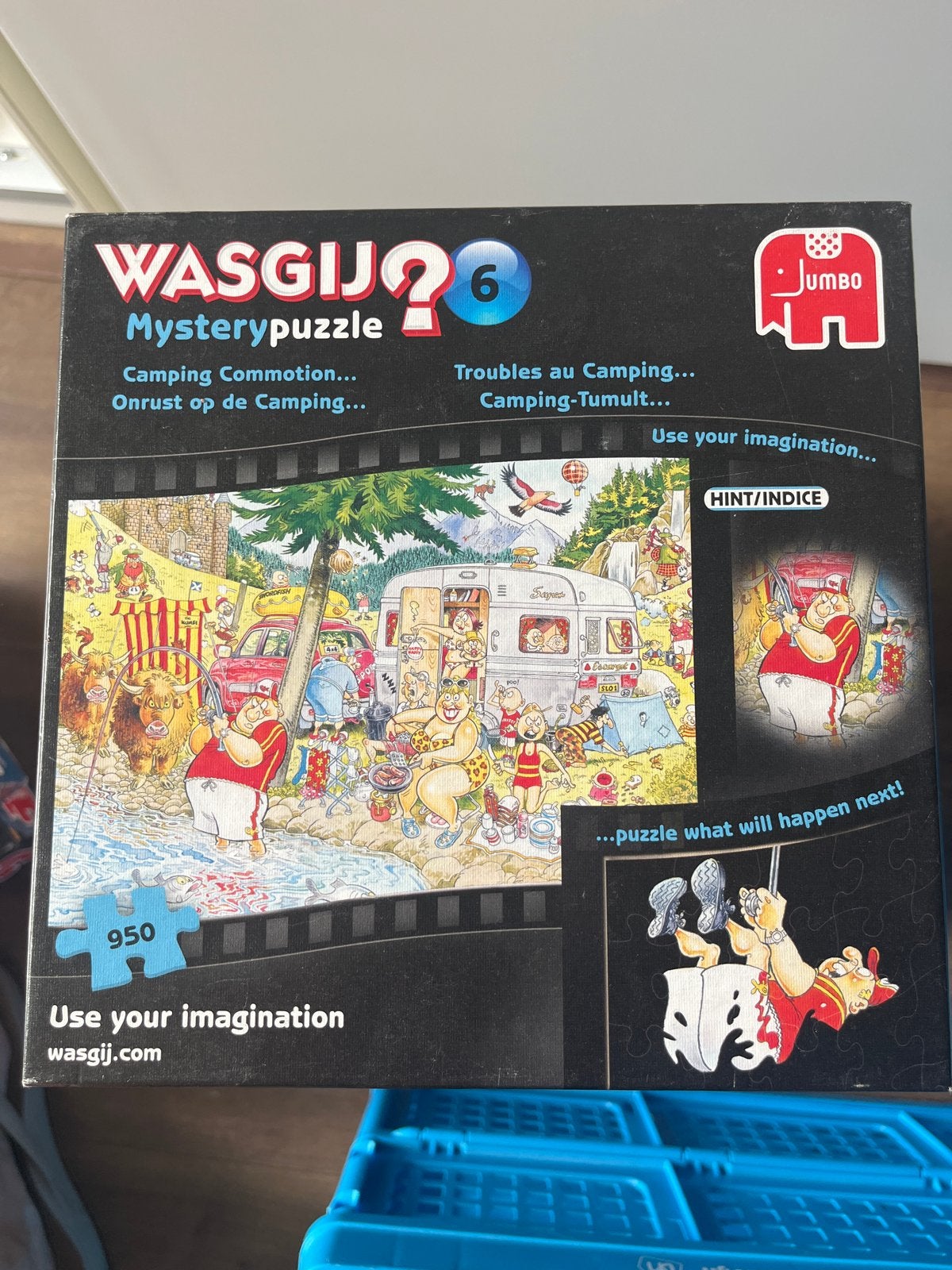 Wasgij Mystery 6: Onrust op de Camping - 950 stukjes, Ophalen of Verzenden, 500 t/m 1500 stukjes, Gebruikt, Legpuzzel