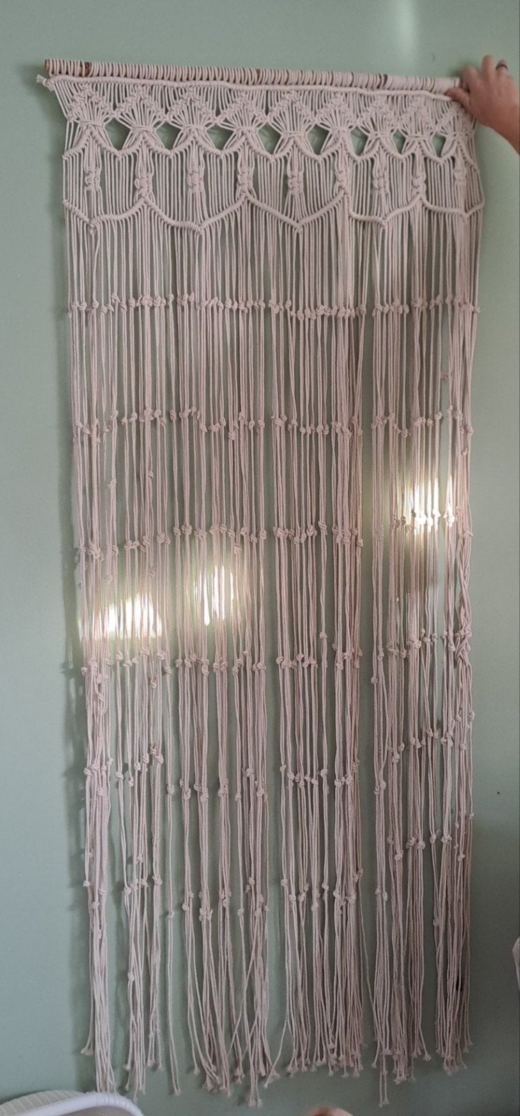 Mooi zandkleurig macrame wandkleed, Beige, Ophalen of Verzenden, Zo goed als nieuw, Handgemaakt