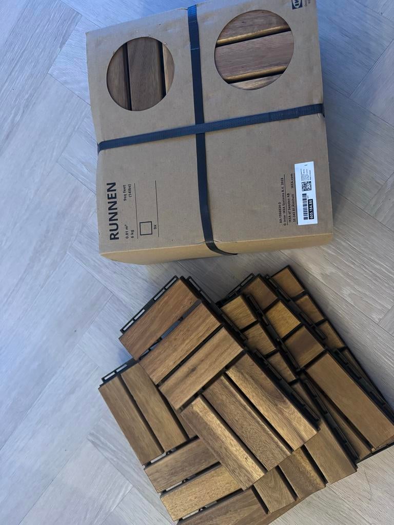 IKEA RUNNEN Terrastegels - Houten Vlondertegels, Ophalen, Nieuw, Minder dan 5 m², Hout