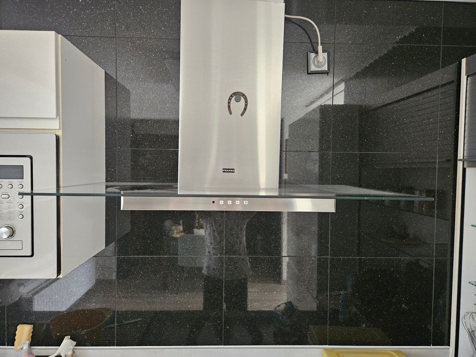 Mooie Franke Afzuigkap - RVS met Glas, Wandschouwkap, Ophalen of Verzenden, Zo goed als nieuw, 400 tot 600 m³ per uur