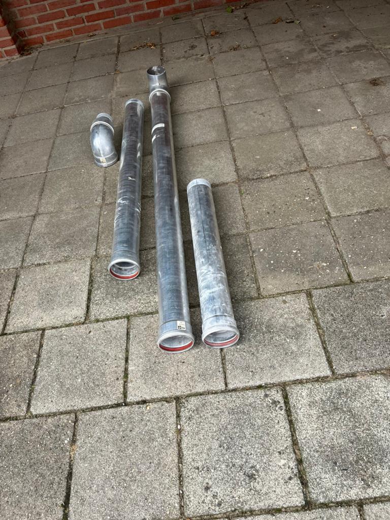 Te koop aluminium rookgasafvoer pijp, Aluminium, Ophalen of Verzenden, Zo goed als nieuw, Minder dan 2 meter