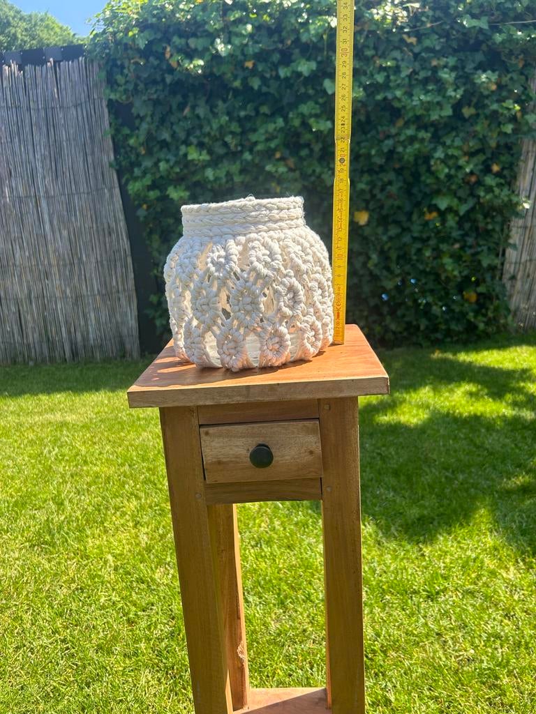 Handgemaakte Macramé Glazen Vaas/Windlicht, Ophalen of Verzenden, Zo goed als nieuw