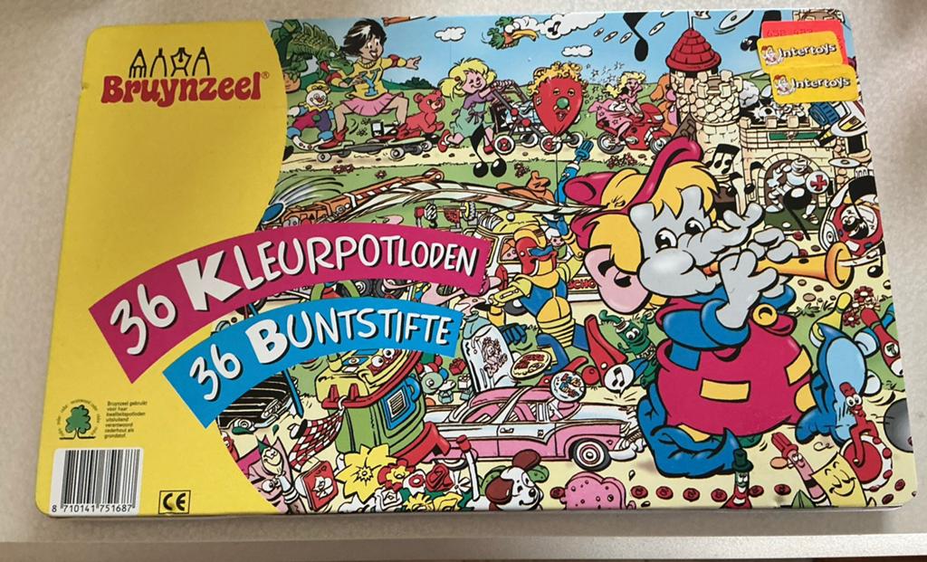 Intertoys Brynzeel Eurocolor Kleurpotloden 36 stuks in blik., Ophalen of Verzenden, Gebruikt, Potlood of Stift