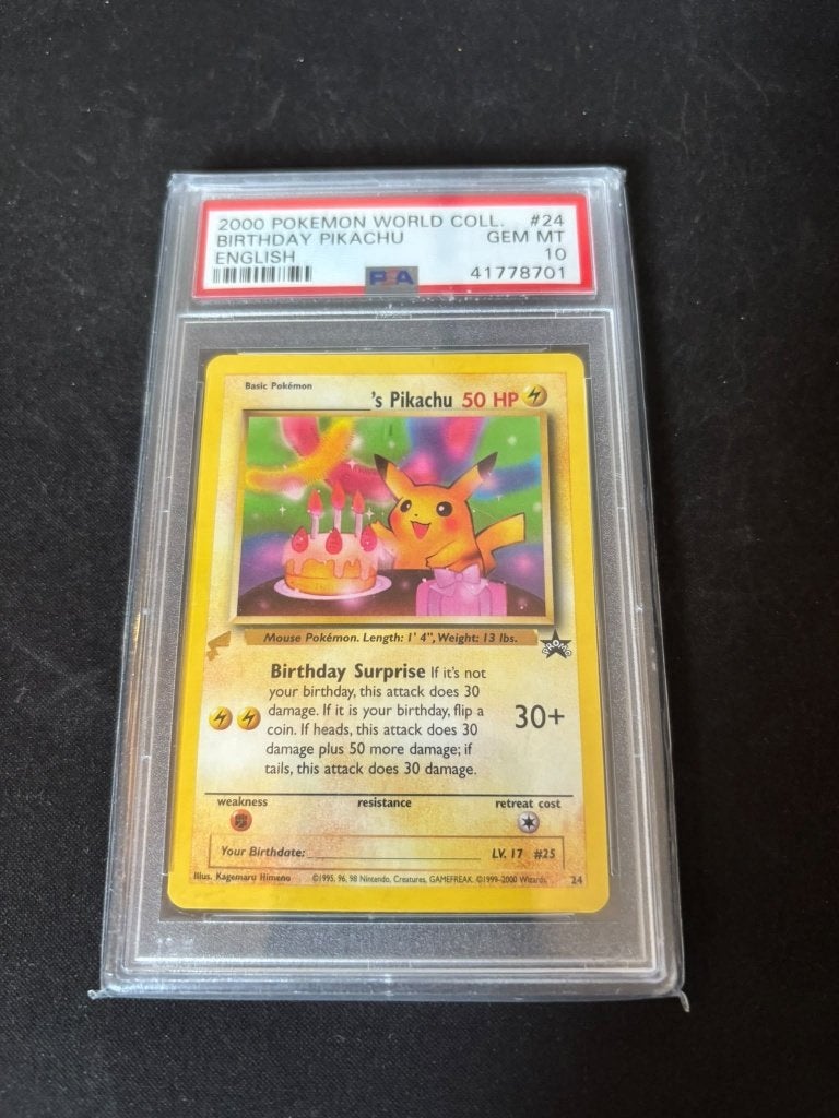 2000 Birthday Pikachu #24 World Collection PSA 10, Ophalen of Verzenden, Nieuw, Losse kaart