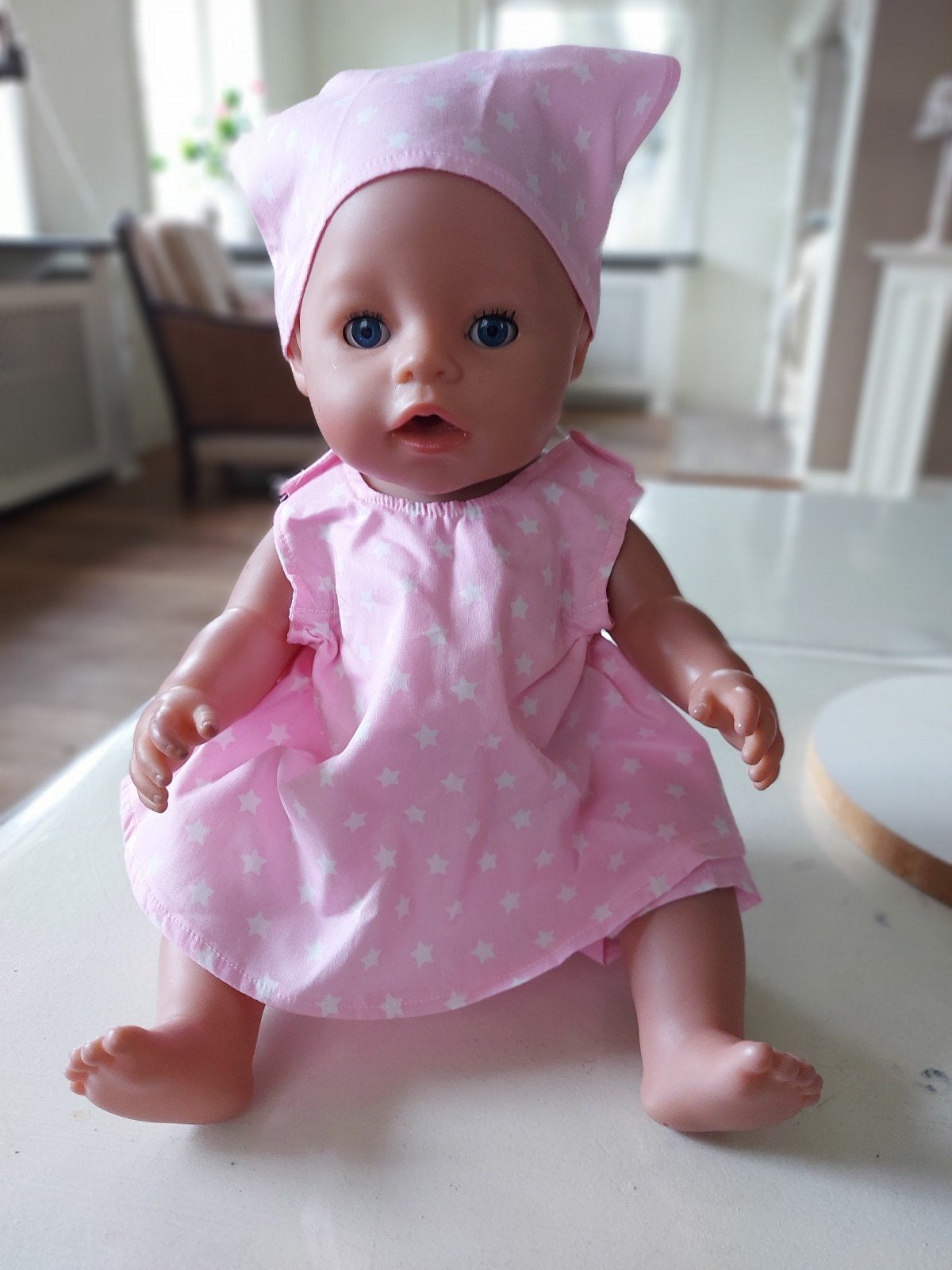 Mooie 3 delig roze sterren baby born pop 43cm, Ophalen of Verzenden, Nieuw, Babypop