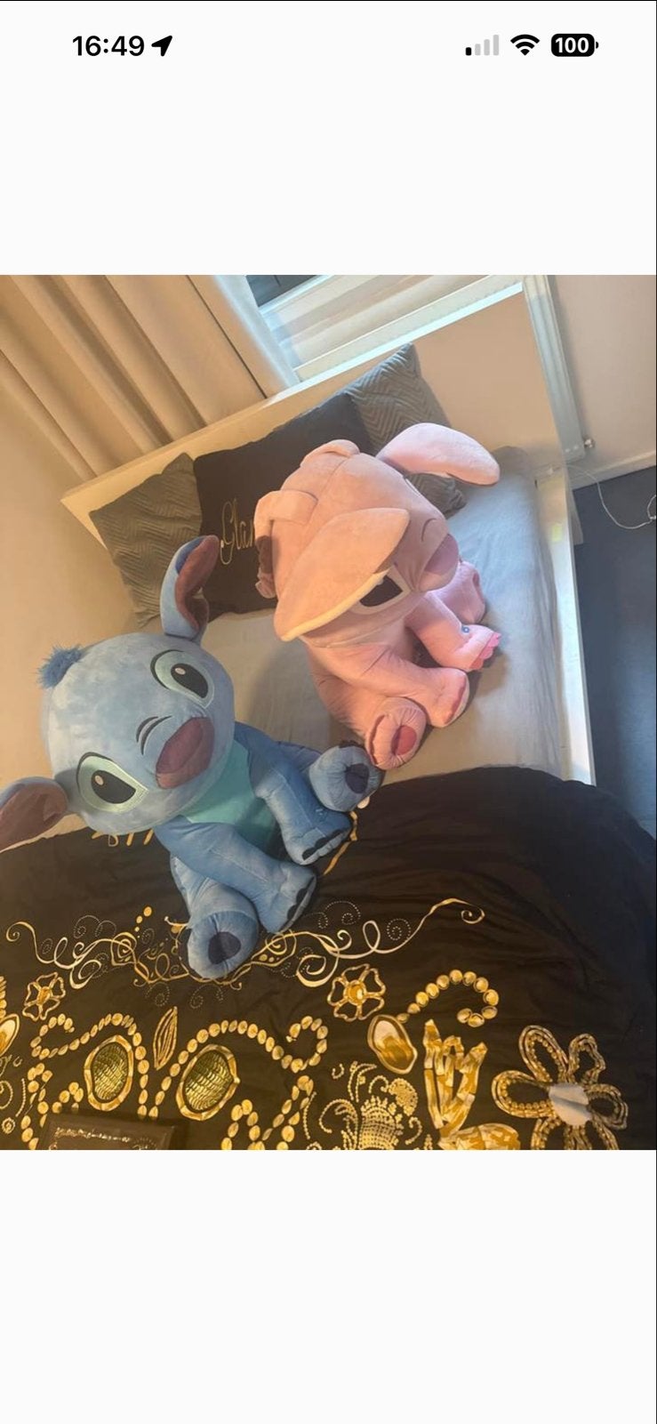 2 Disney Stitch en Angel knuffels met geluid, Blauw, Ophalen of Verzenden, Zo goed als nieuw, Middelgroot (20 tot 80 cm)