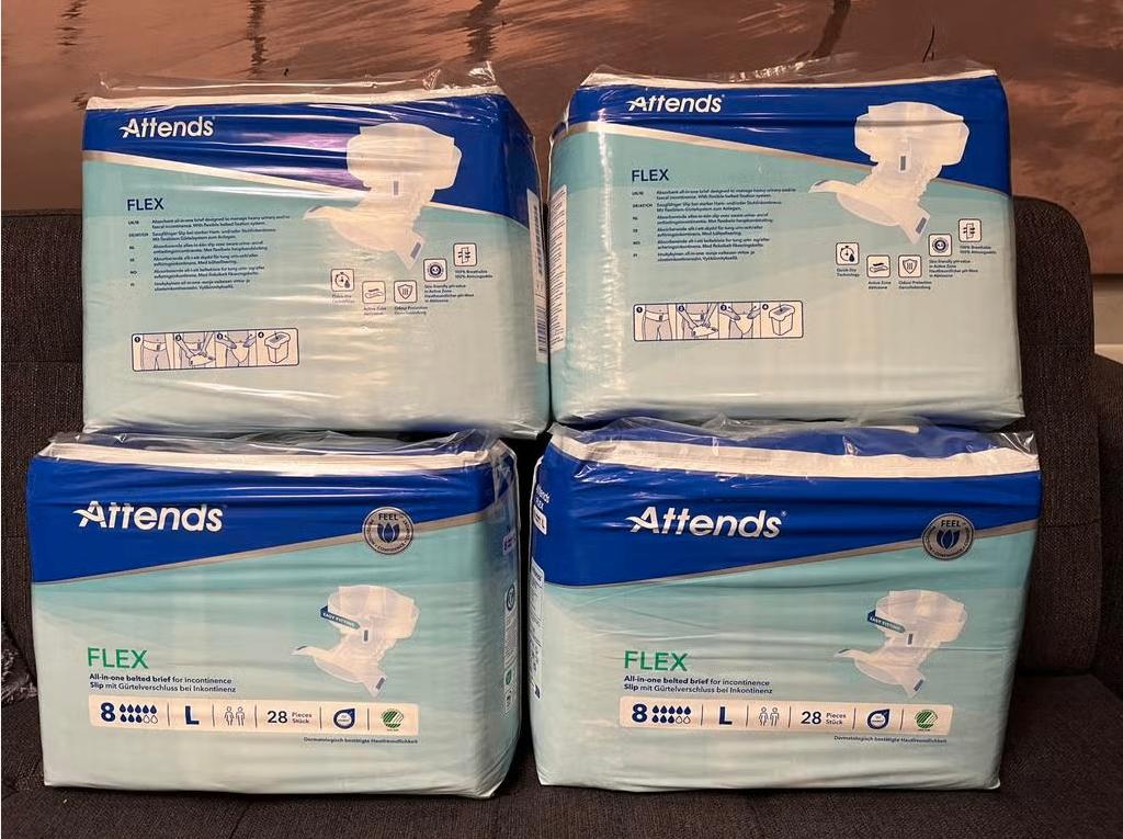 4 pakken Attends Flex 8 druppels maat L, Diversen, Verpleegmiddelen, Verzenden, Nieuw