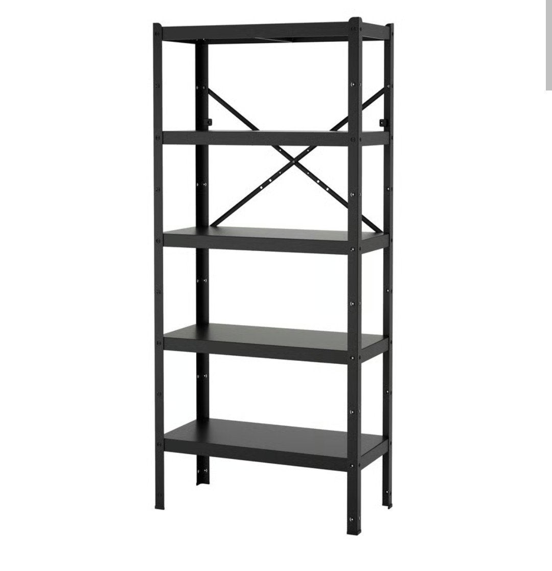 BROR Zwart metalen stellingkast met 5 planken IKEA, Ophalen, Gebruikt
