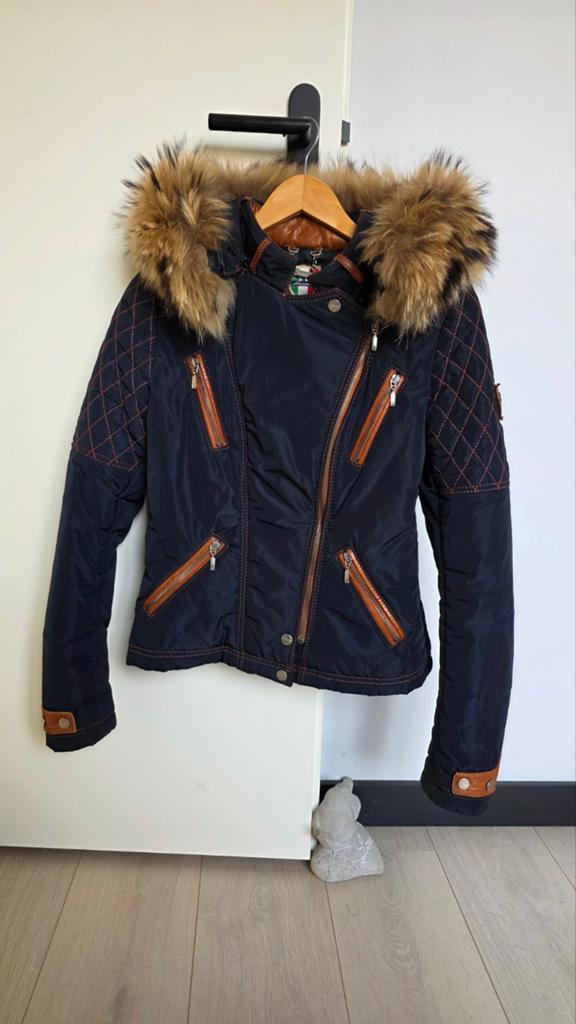 Frocella Winterjas met Bontkraag, Frocella, Blauw, Ophalen of Verzenden, Zo goed als nieuw