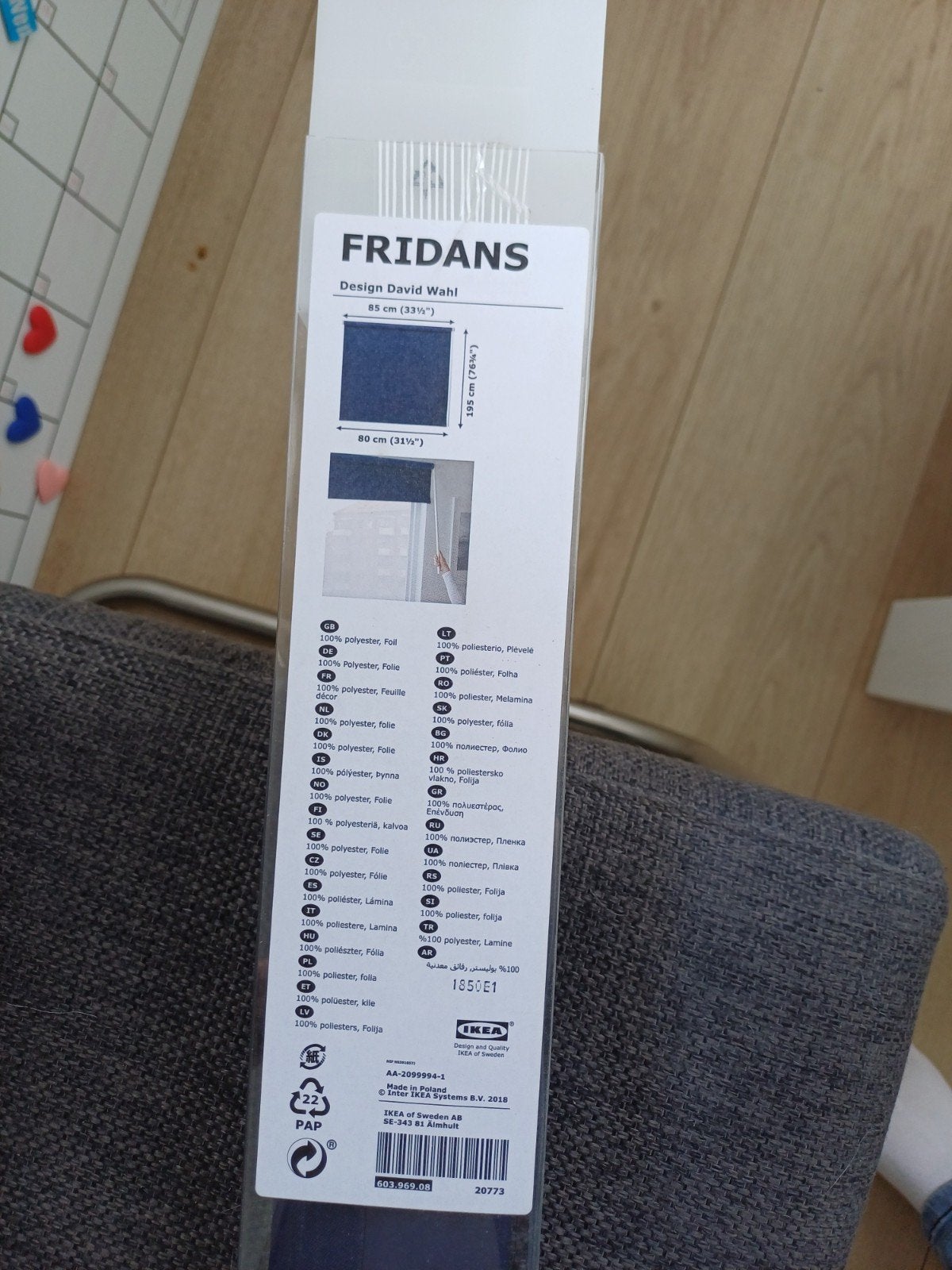 2x Ikea Fridans rolgordijn blauw 80x195, Ophalen, Nieuw