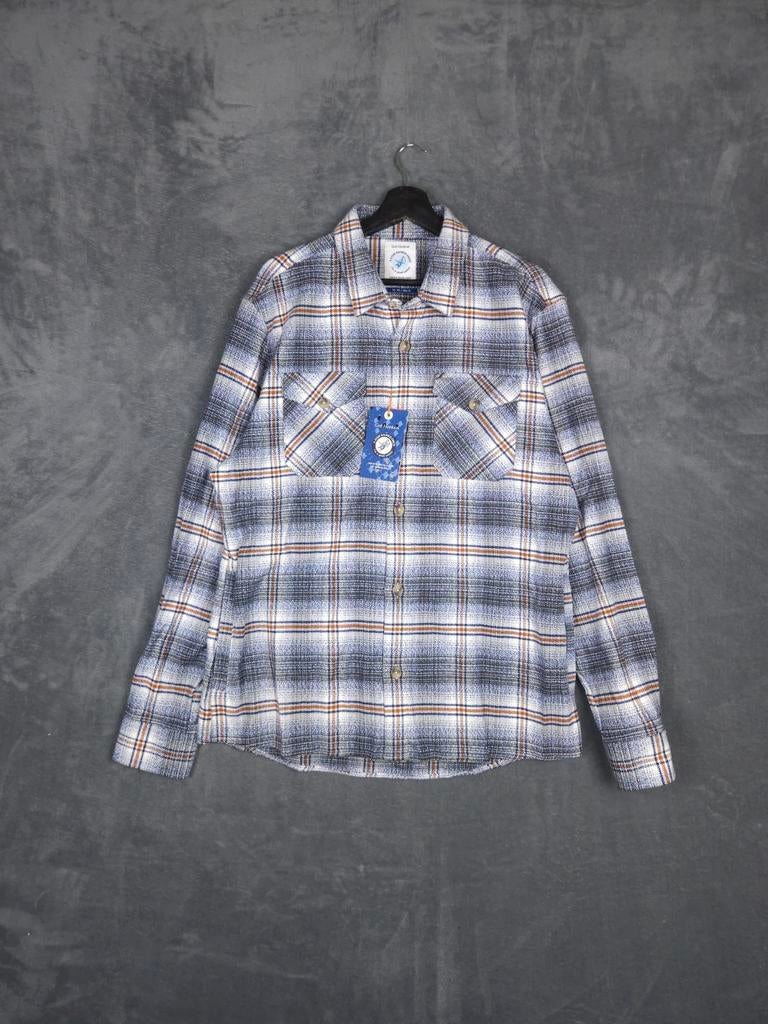 A Fish Named Fred Overshirt XXL Blauw Wit Geruit Flannel., Blauw, ., Nieuw, Ophalen of Verzenden