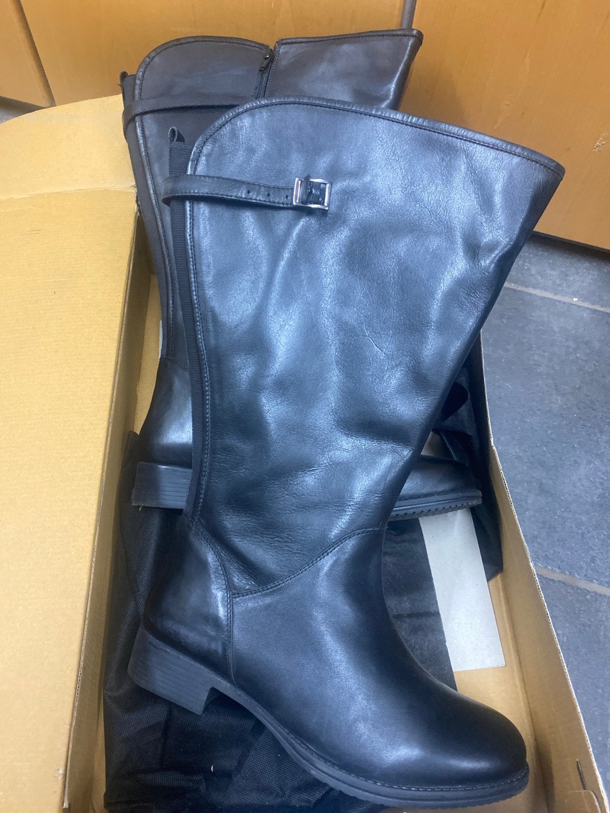 Nieuwe JJ Kreta Zwarte Leren Laarzen Maat 39, Hoge laarzen, Zwart, Onbekend, Nieuw